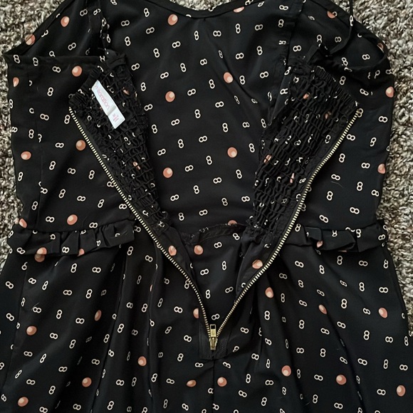 Xhilaration Black Orange Yellow Geometric Polka Dot Mini Sun Dress, Size Medium - Picture 10 of 14